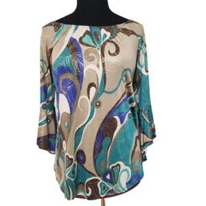 NWOT Goldspark Metallic Bell Sleeve Swing Top Small